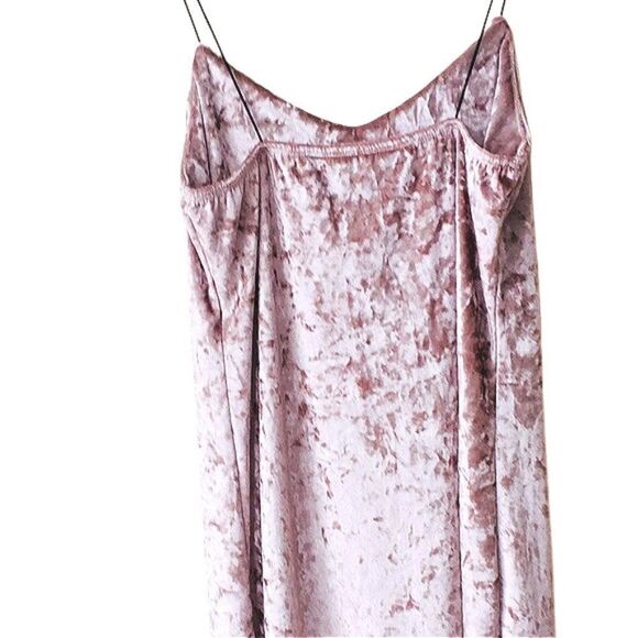 Polly&esther Light Pink Crushed Velvet Slip Dress - Picture 6 of 7